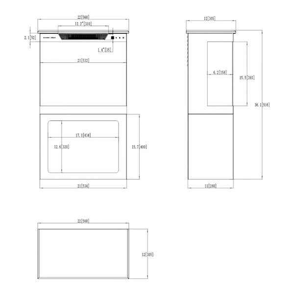 Tower 56 Electric Fireplace with Log Storage