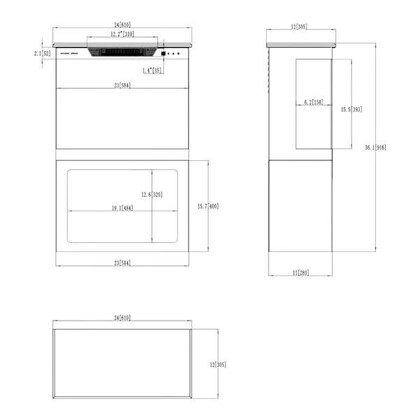 Tower 61 Electric Fireplace with Log Storage