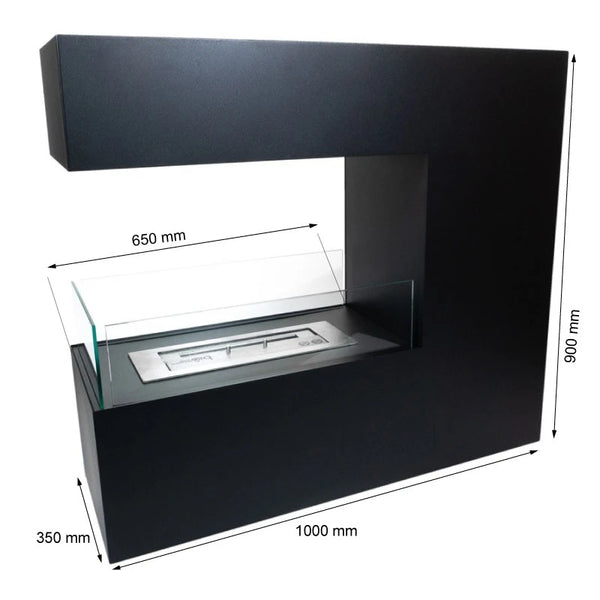 Topeka Black - 3-Sided Bio Fireplace in Steel