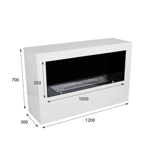 Bismarck White - Freestanding 1-Sided Bio Fireplace
