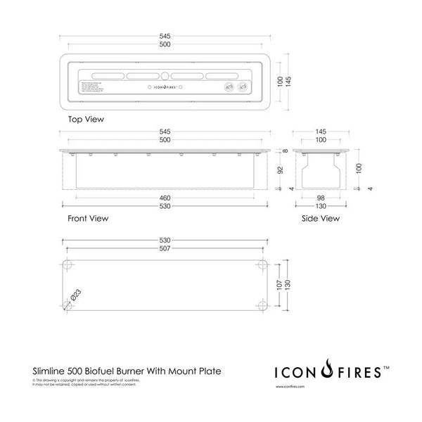 Icon Slimline Queimador de Bioetanol - 50 cm