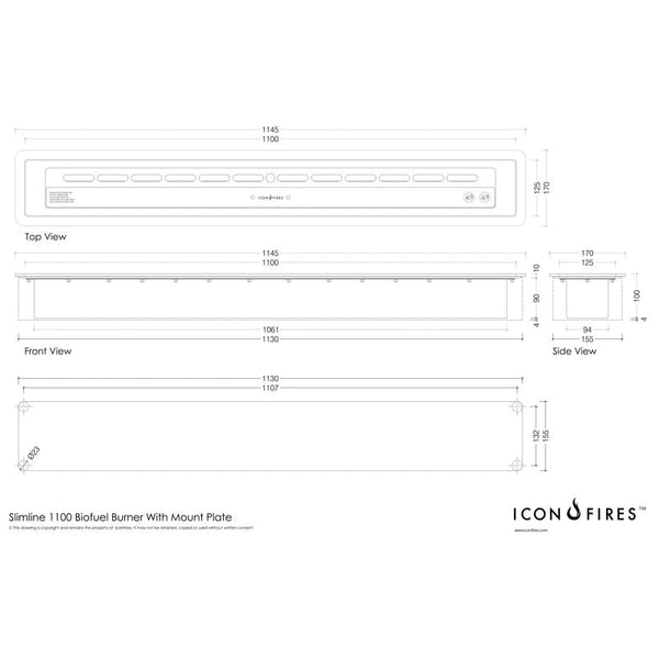 Icon Slimline Queimador de Bioetanol - 110 cm