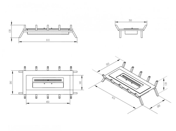 Bioethanol Fire Grate L - 60 cm