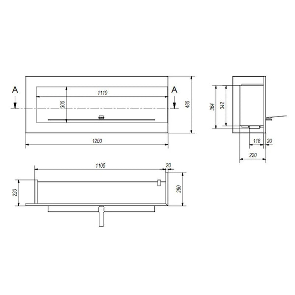 Lareira de Canto 120 cm - Direito