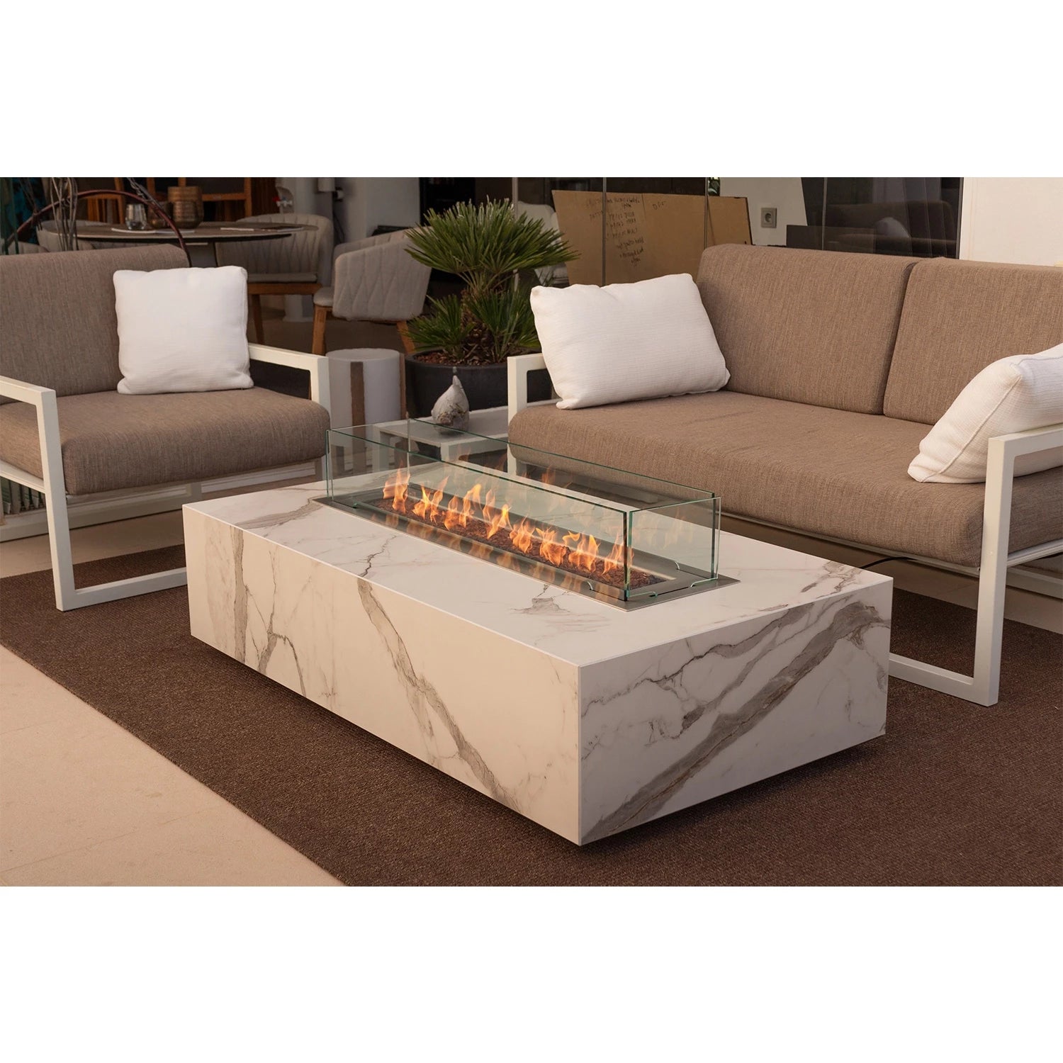 mesa de centro com lareira a bioetanol