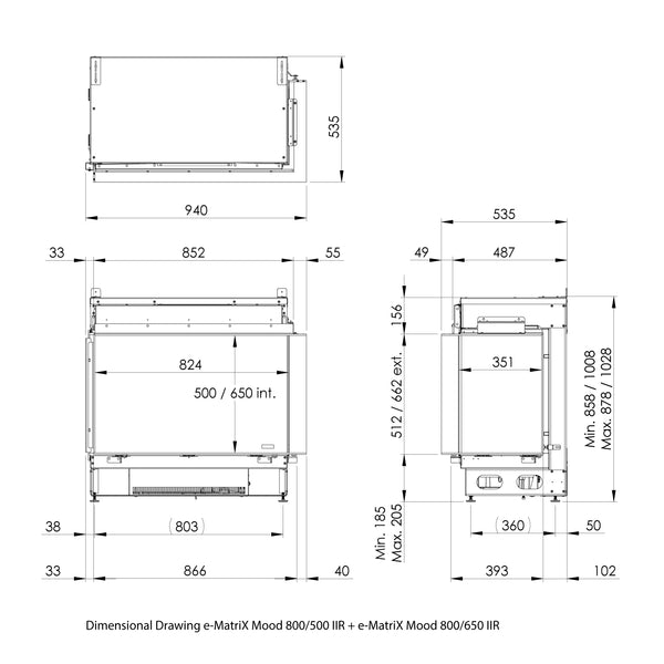 e-MatriX Mood 800-500 II - Water Vapour Fireplace
