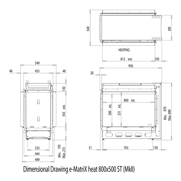 e-MatriX Mood 800-500 ST - Water Vapour Fireplace