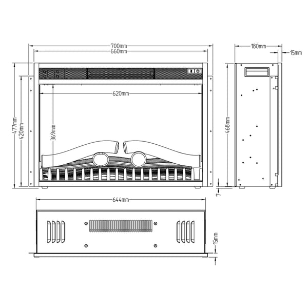 Lareira Elétrica LED - 70 cm