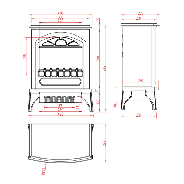 Hoover Electric Fireplace - Black