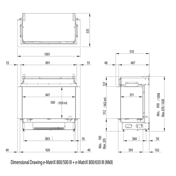 e-MatriX Mood 800-500 III - Water Vapour Fireplace