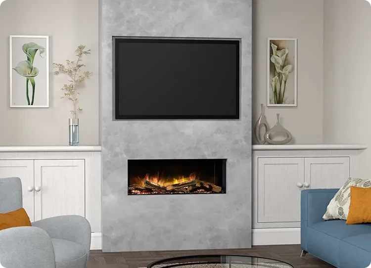Media Wall TV and electric fireplace from flamerite