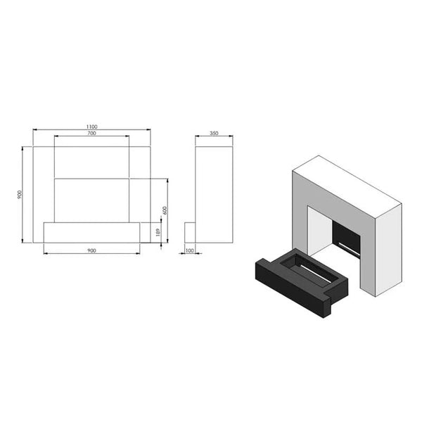 Glow Fire Hauptmann White - OMC 600 |Opti-myst Fireplace