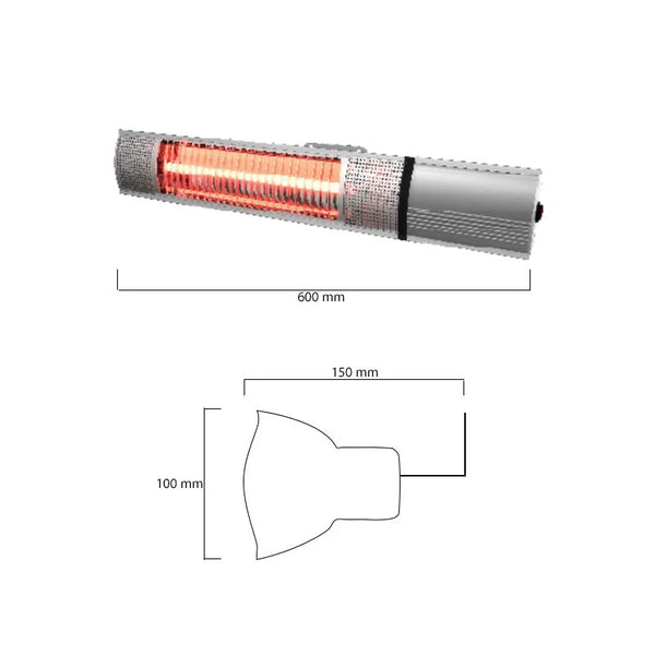 Aquecedor de Exterior de Parede 500-1000-1500 W - Prateado