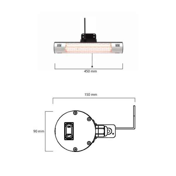 Aquecedor de Exterior de Parede 1500 W, GT - Preto