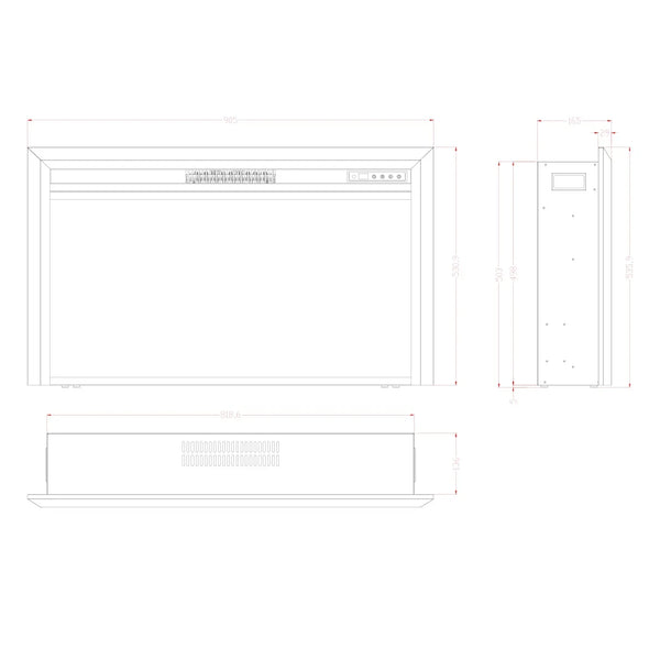 Pyrope Electric Fireplace Insert - 90 cm