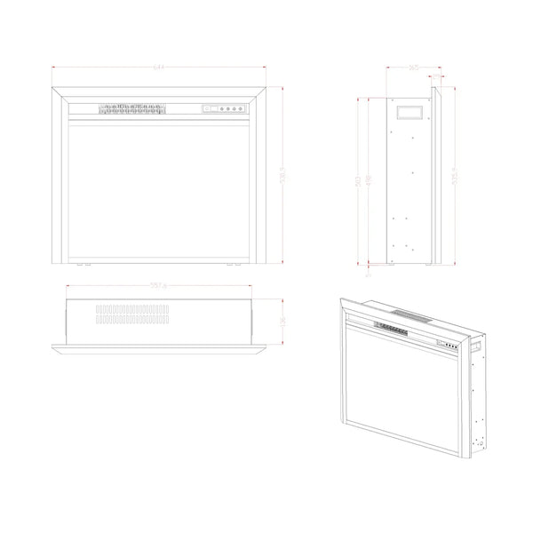 Pyrope Electric Fireplace Insert - 65 cm