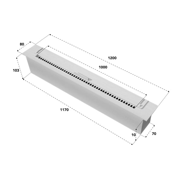 Slimline Queimador de Bioetanol em Aço - 120 cm