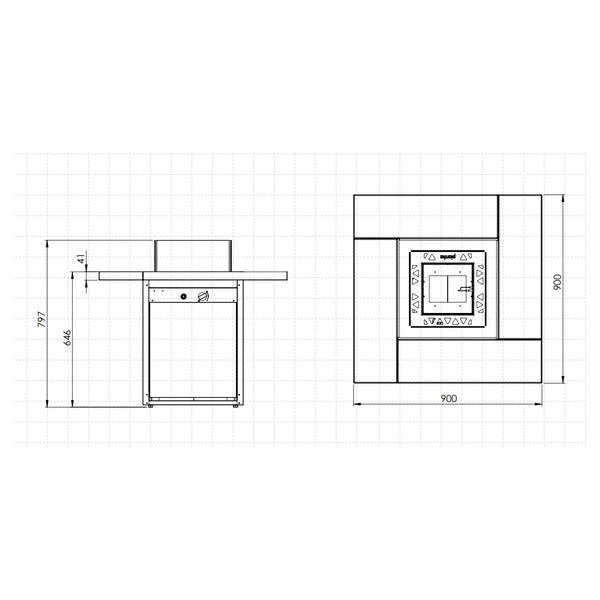 Square Table - Outdoor Gas Fireplace