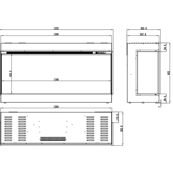 Superb 3D 120 cm Built-In Electric Fireplace