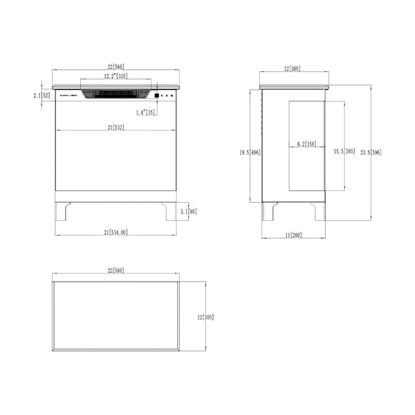 Tower 56 – Freestanding Electric Fireplace with 3-Sided Flame View