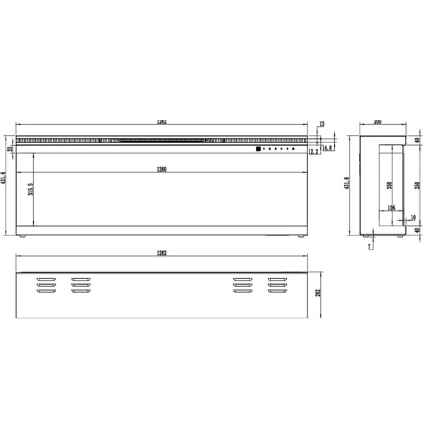 Unique 127cm - Three-sided Electric Fireplace