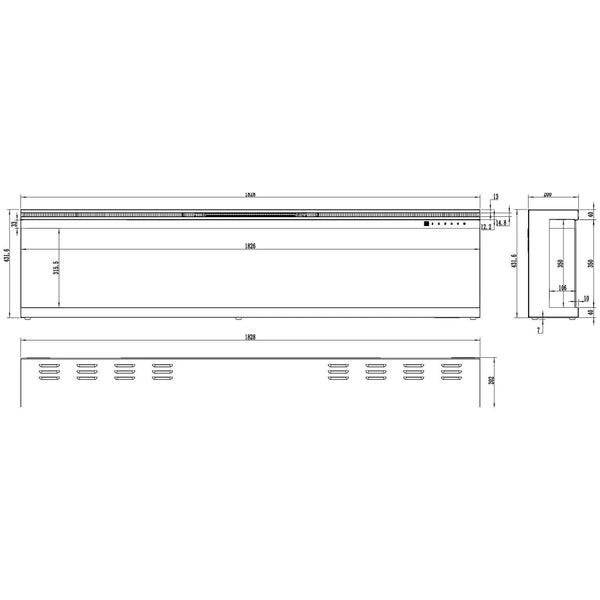 Unique 183 cm - Three-sided Electric Fireplace