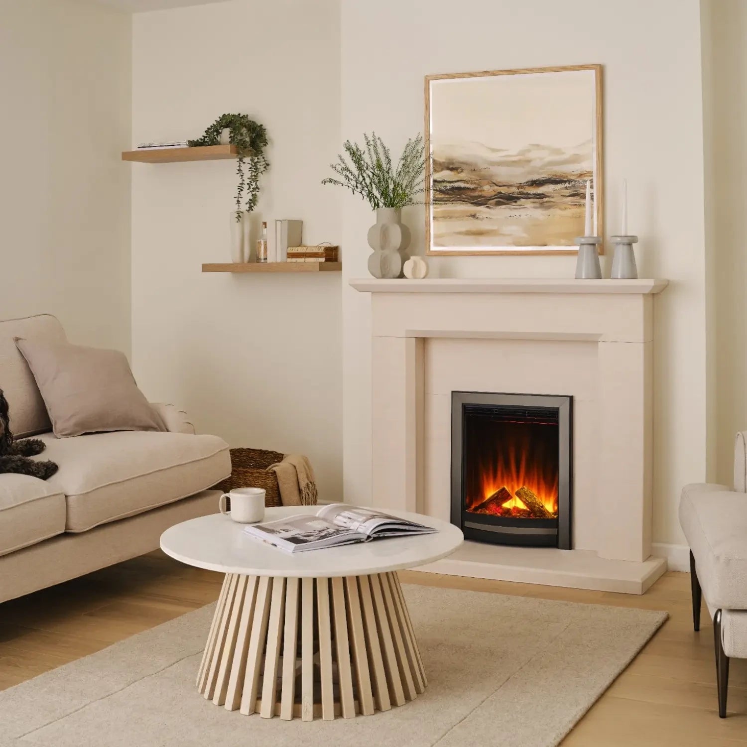 Sway Elegance Electric Fireplace with Black and Nickel Front Panel – Built-in Electric Fireplace