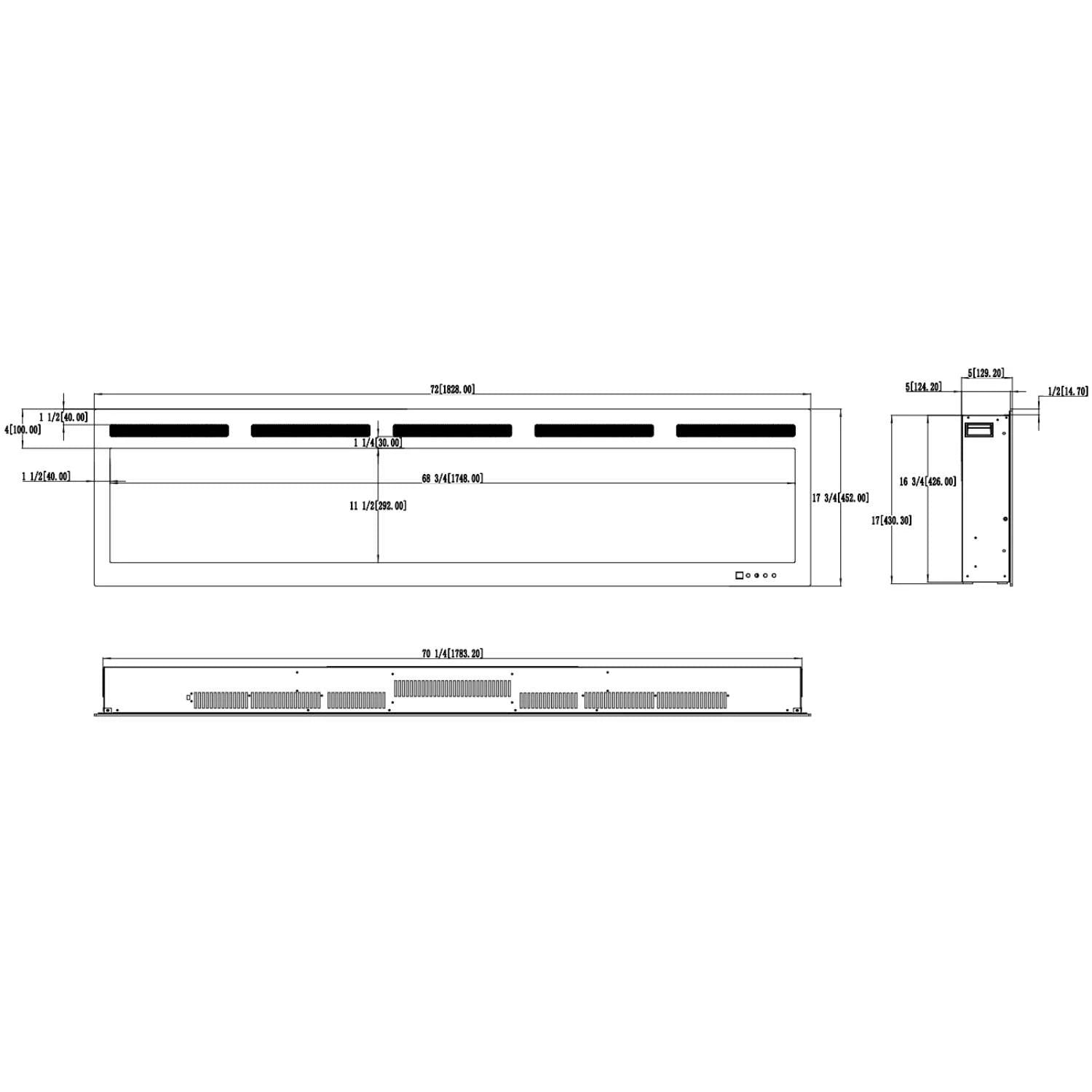 Majestic PRO Wall-Mounted Electric Fireplace 72" (183 cm)