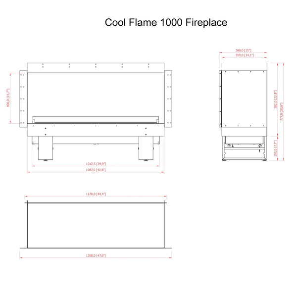 Cool Flame 1000 Three-sided Fireplace