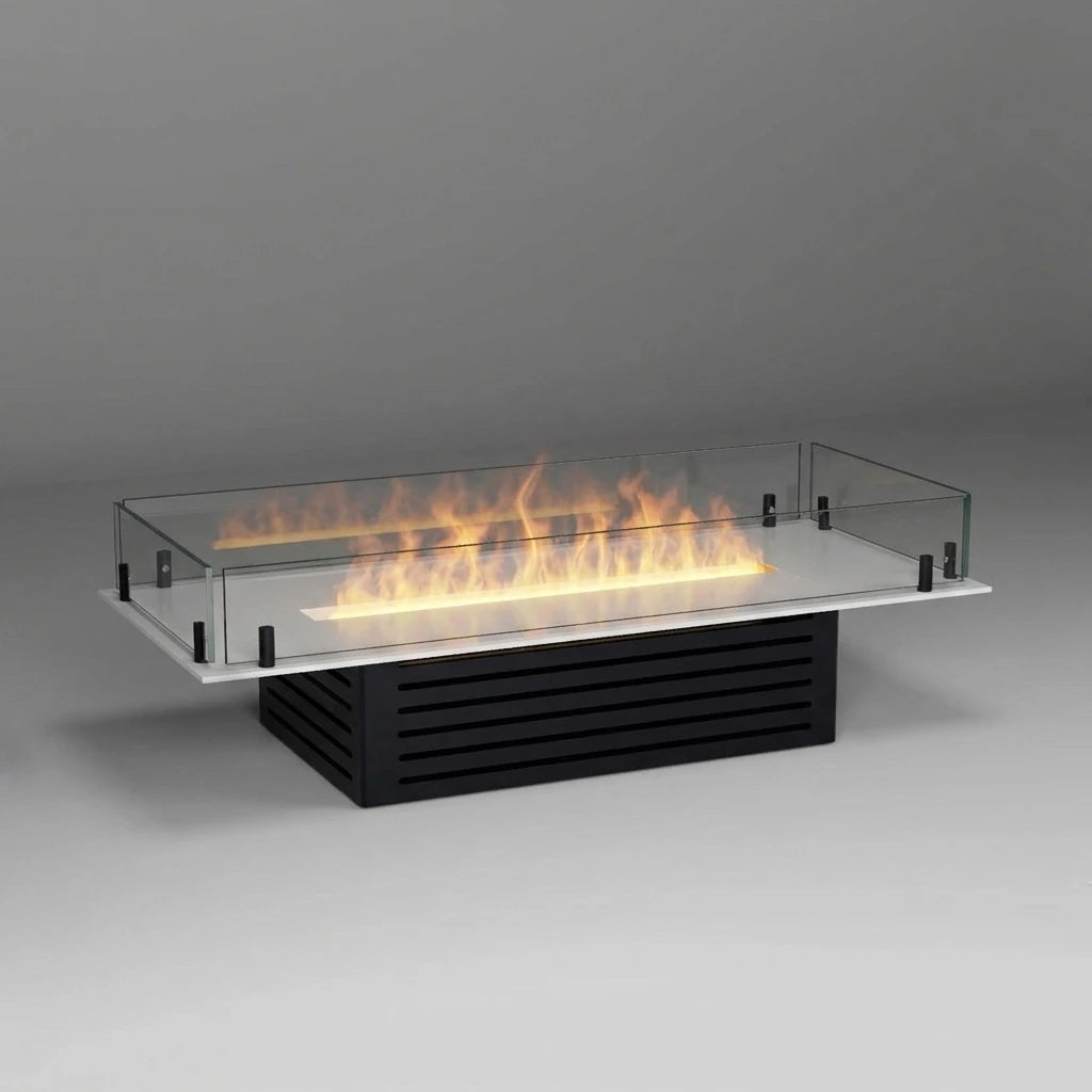 Foco Myst Pro 900 water vapour fireplace in white with realistic water vapour flames