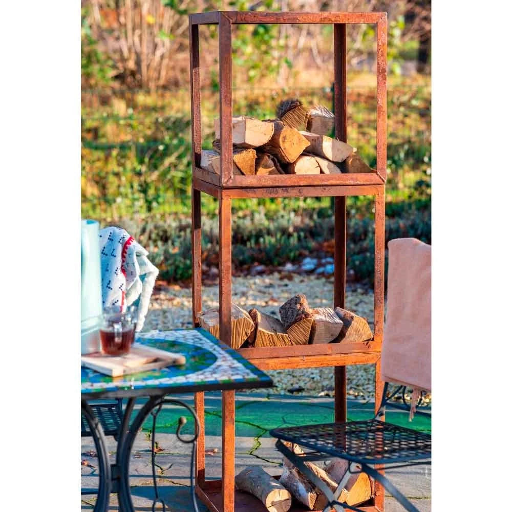 Wood Storage Box in Corten Steel - 50 cm