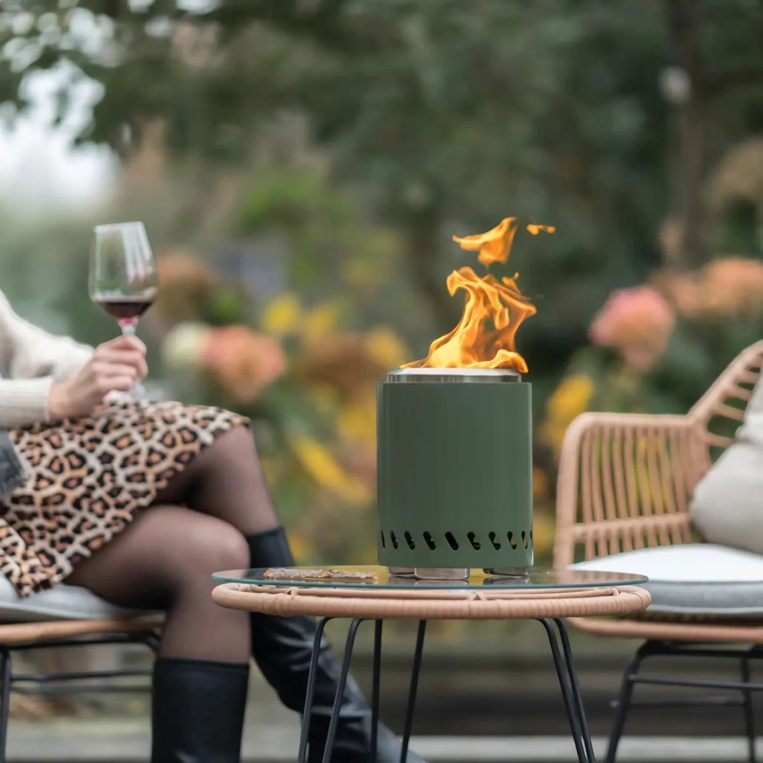 Volcano Pellet Tabletop Fire Pit Medium – Olive Green