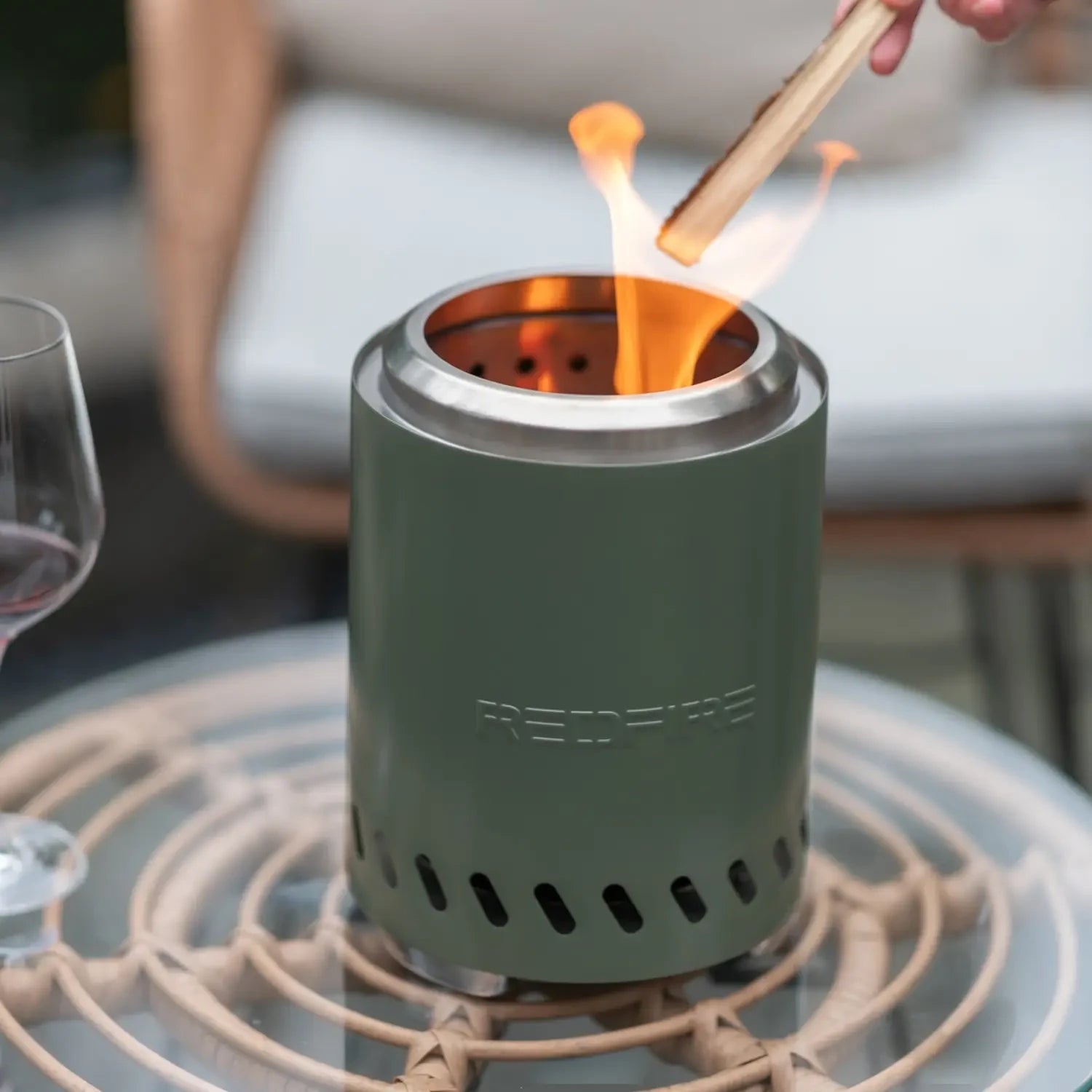 Volcano Pellet Tabletop Fire Pit Medium – Olive Green