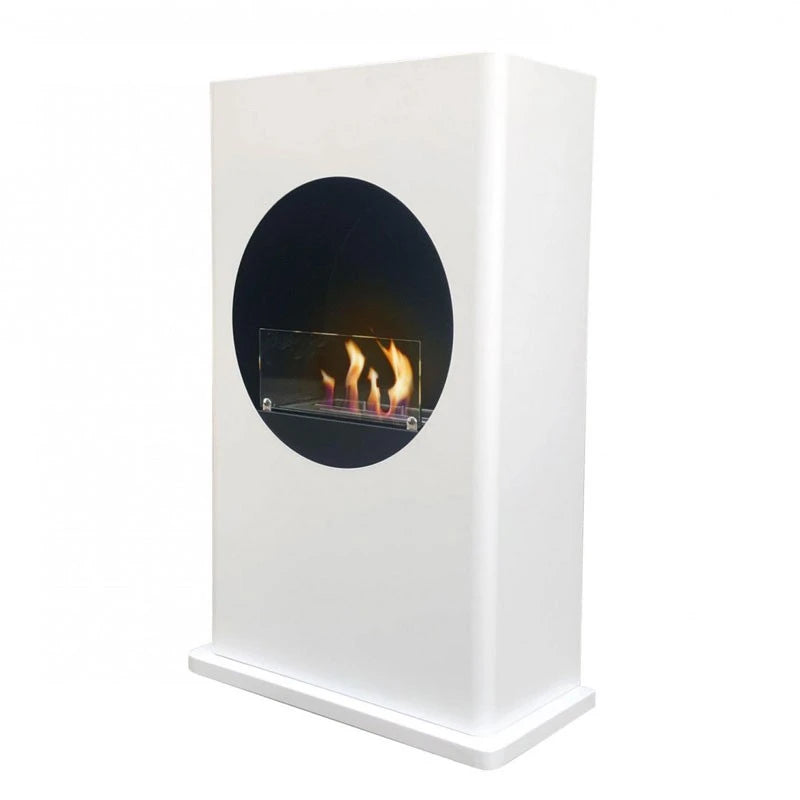 White Bioethanol Fireplace with Round Cutout
