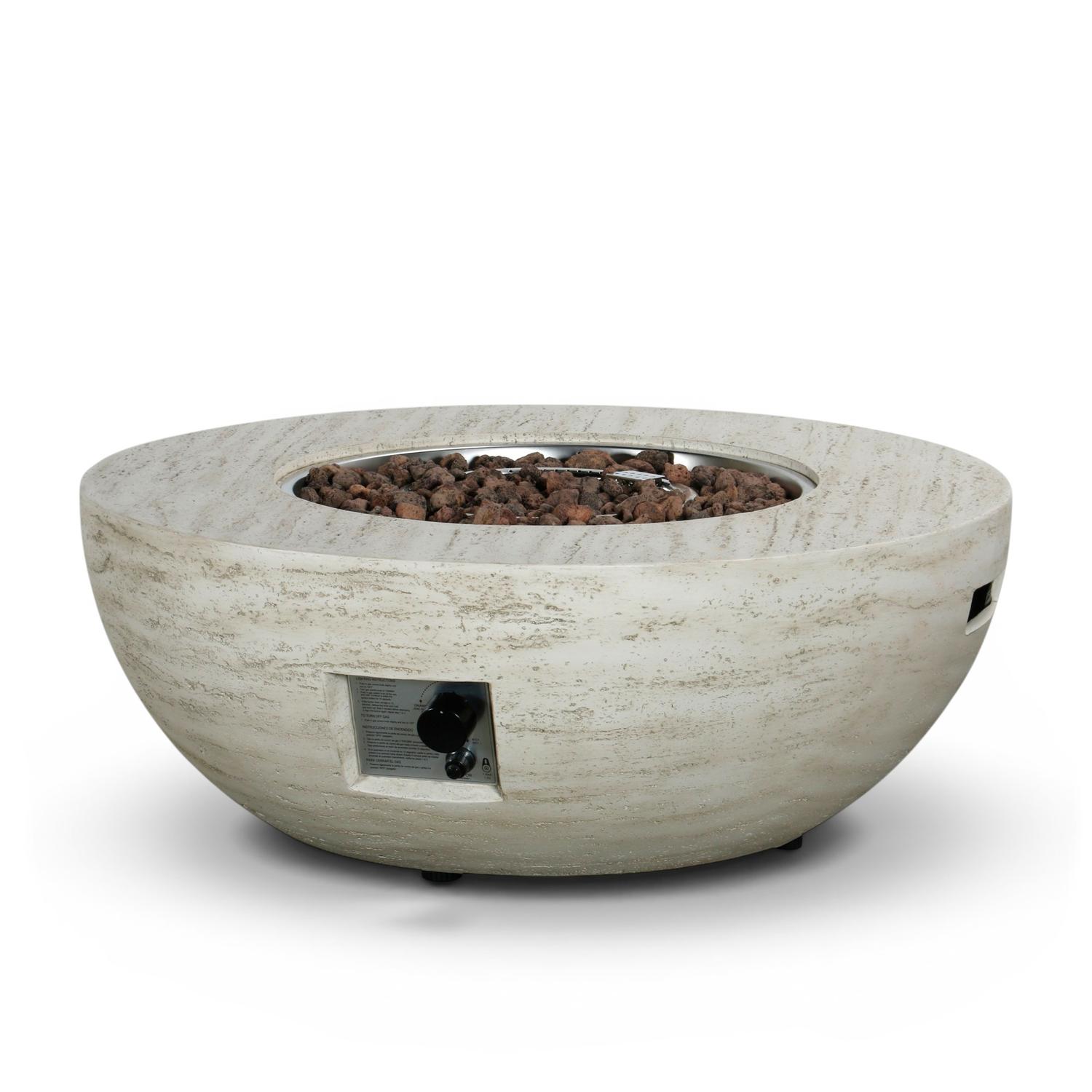 Estate Bowl 92 Travertine – Mesa Redonda de Lareira a Gás