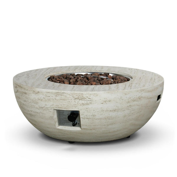 Estate Bowl 92 Travertine – Mesa Redonda de Lareira a Gás