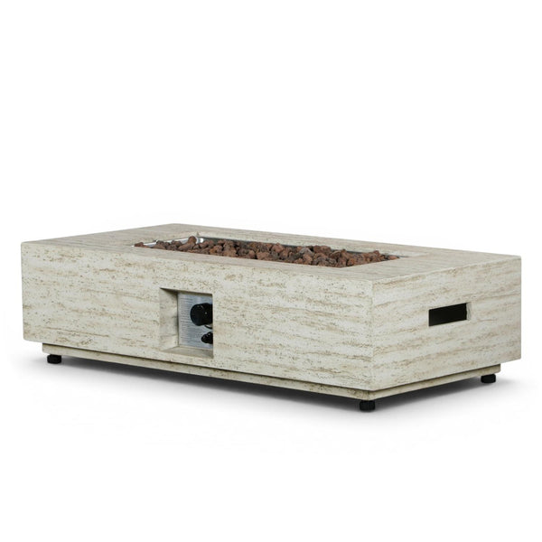Estate Rectangular Travertine – Mesa de Lareira a Gás Retangular
