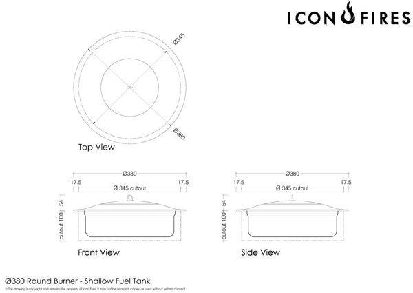 Icon Fires Queimador de Bioetanol - Redondo - Aço