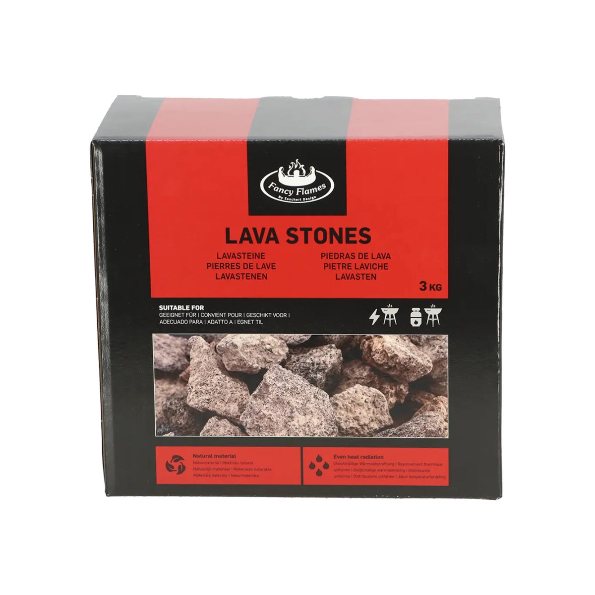 Pedras de lava 3 kg - Para lareiras a gás de exterior e churrasqueiras