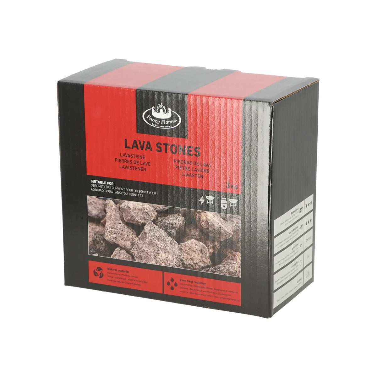 Pedras de lava 3 kg - Para lareiras a gás de exterior e churrasqueiras