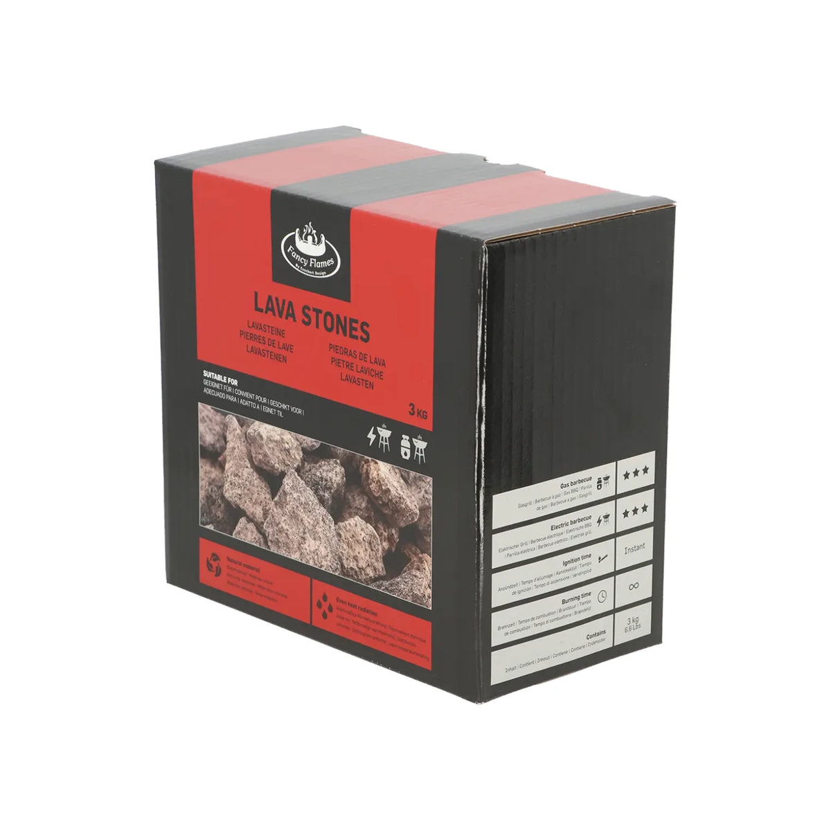 Pedras de lava 3 kg - Para lareiras a gás de exterior e churrasqueiras