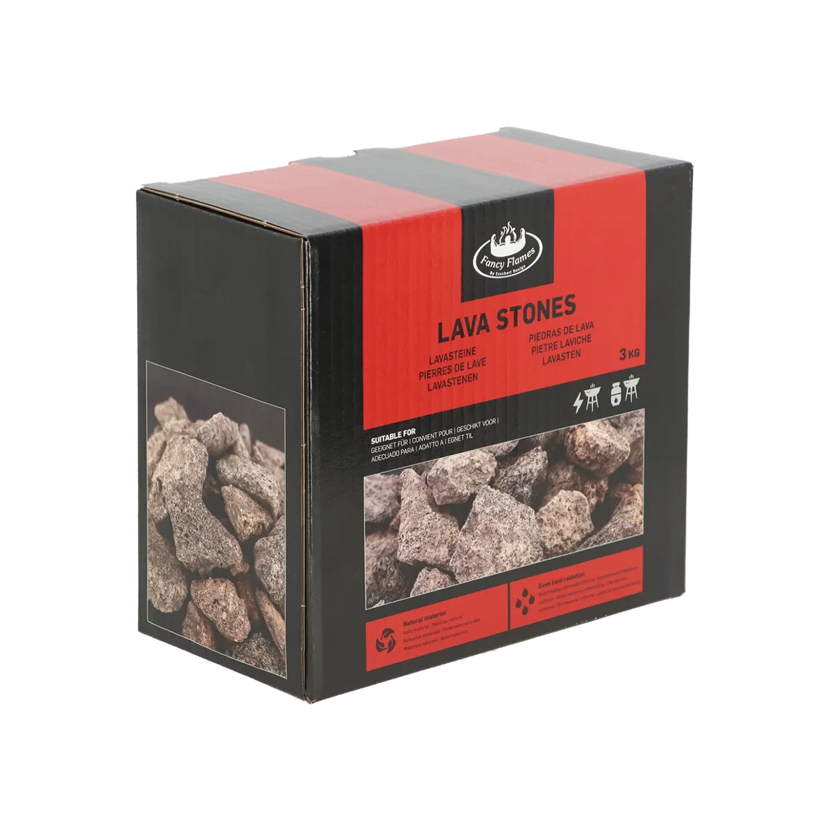 Pedras de lava 3 kg - Para lareiras a gás de exterior e churrasqueiras