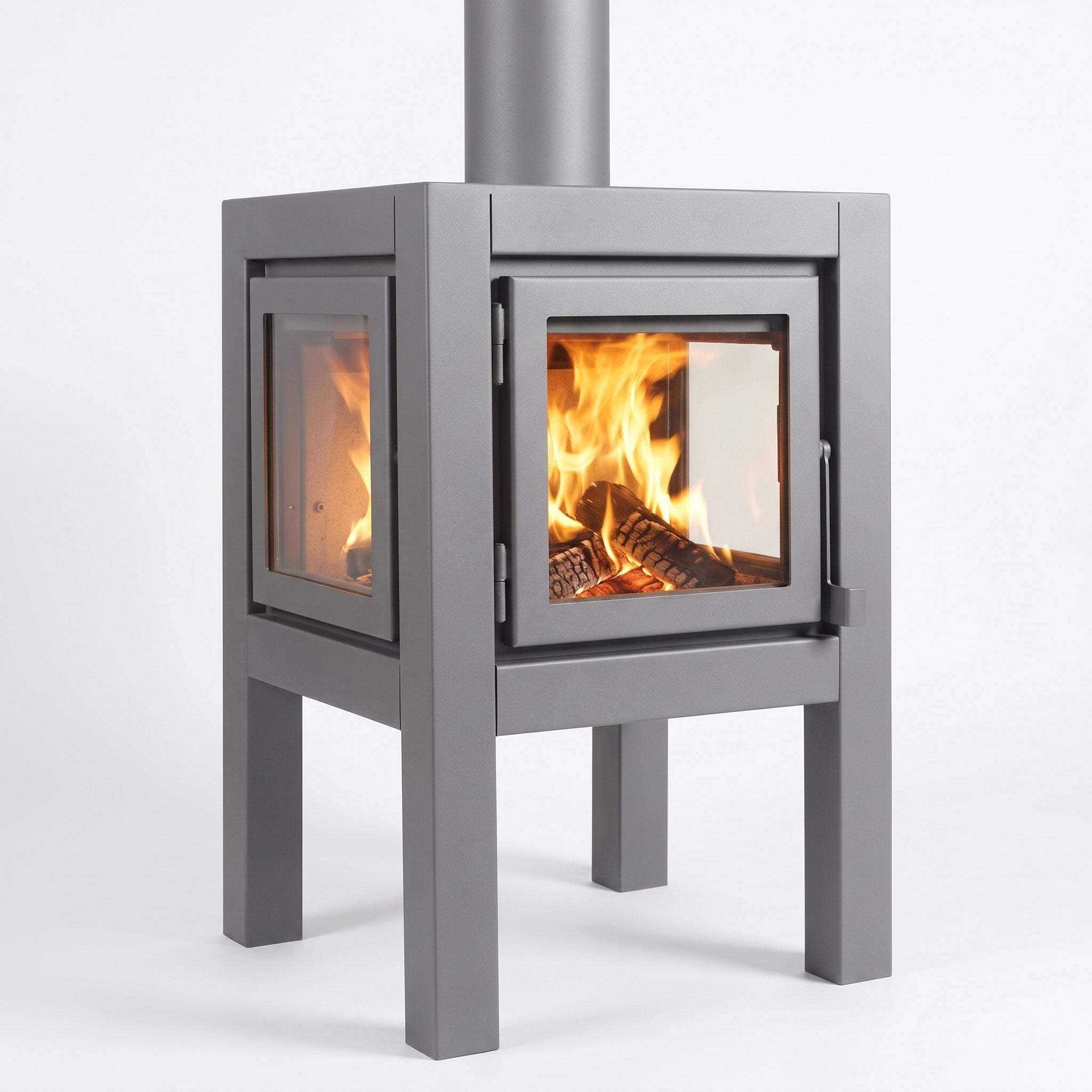 Quaruba Large Outdoor Fireplace - Matte Steel