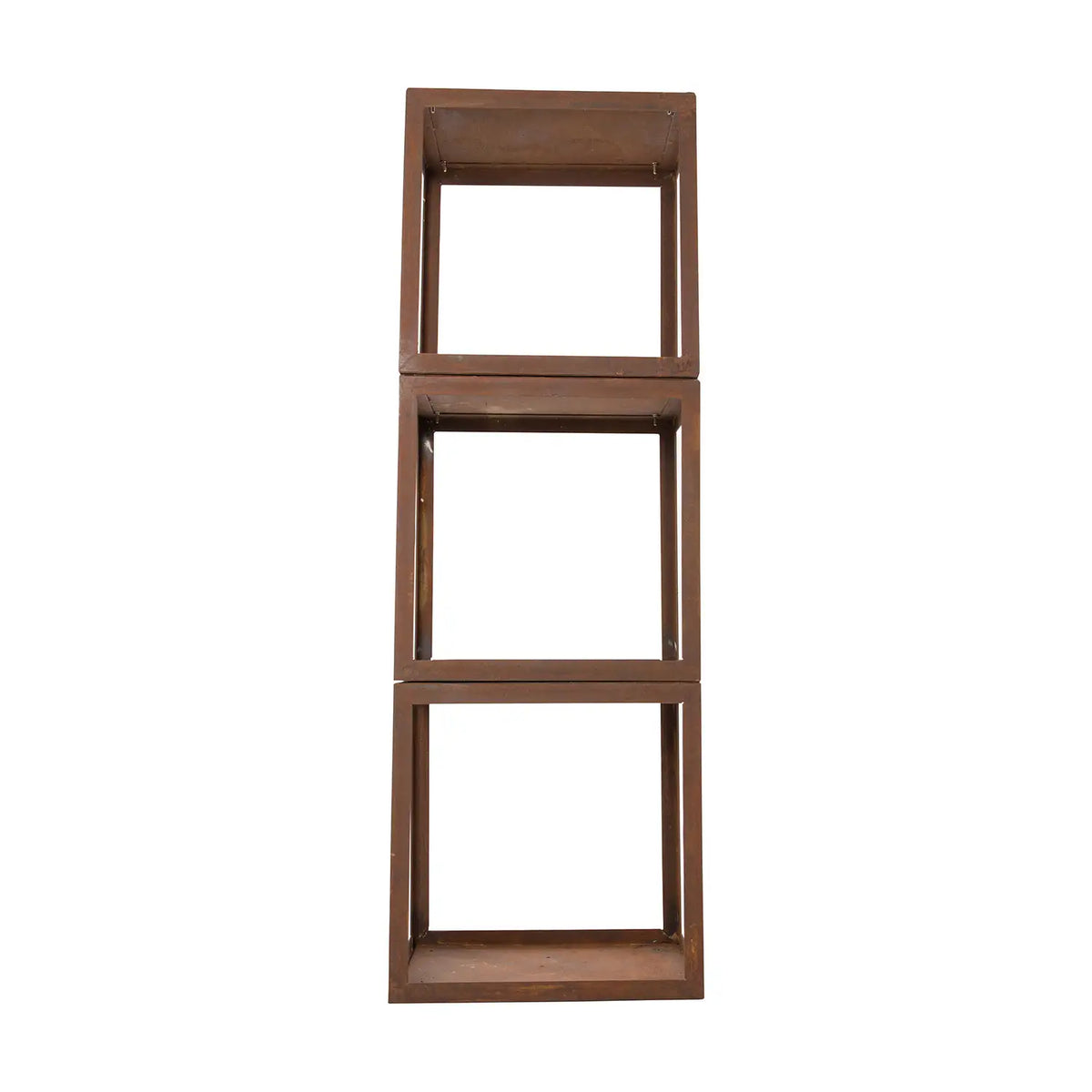 Caixa de Armazenamento de Madeira Aço Corten - 50 cm