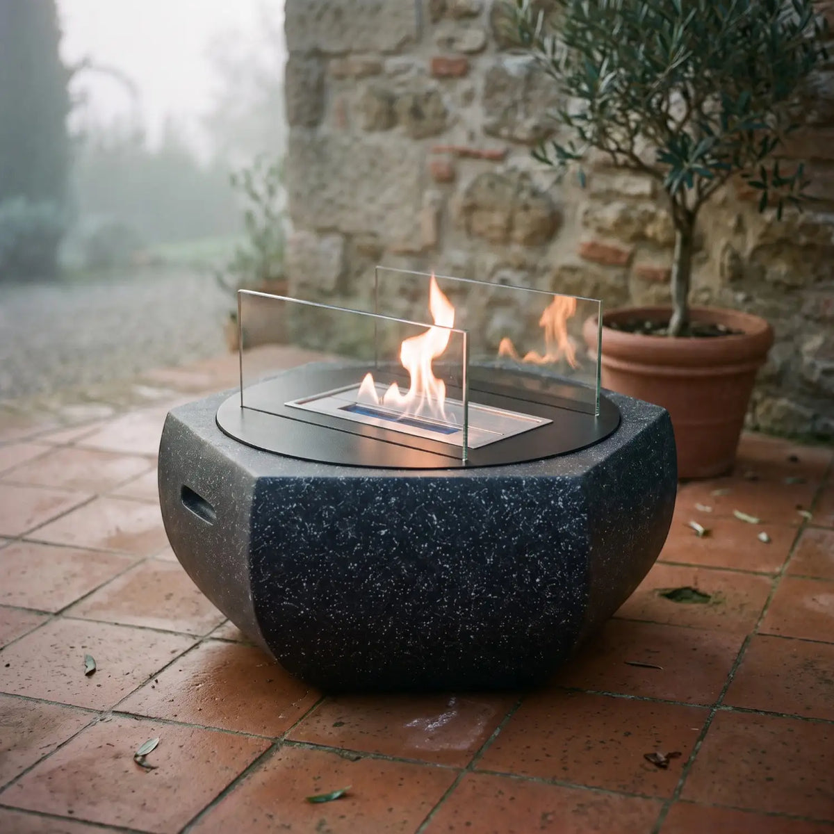 SOLIS - Preto Granito - Lareira de Bioetanol para Exterior
