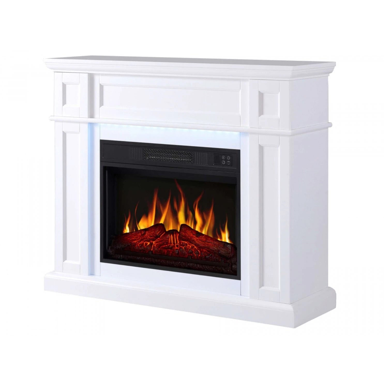 Linz Electric Fireplace - White - LED Lighting