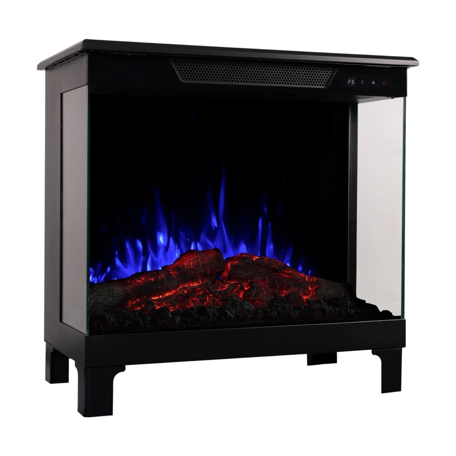 Tower 56 – Freestanding Electric Fireplace with 3-Sided Flame View