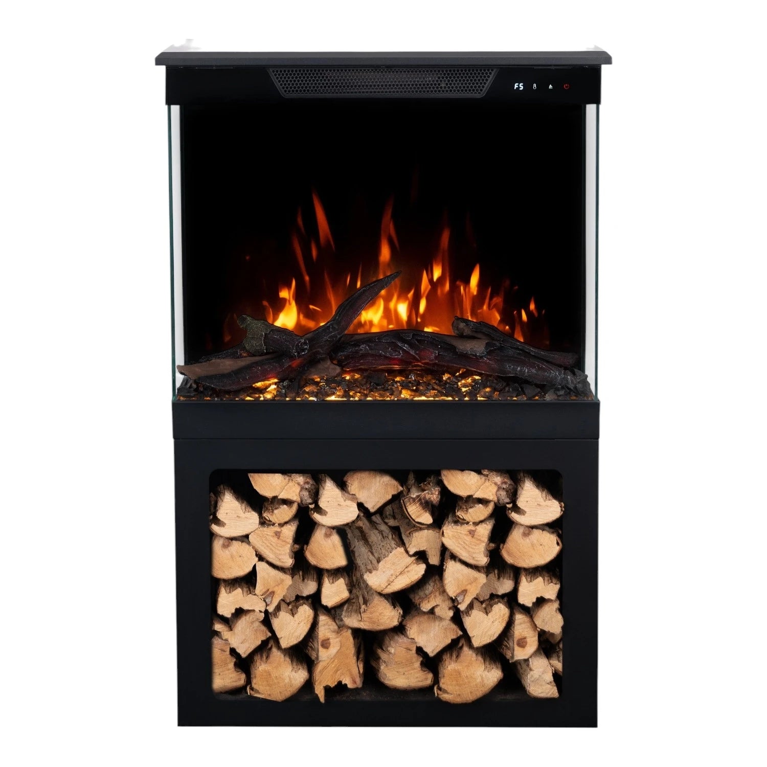 Tower 76 Electric Fireplace with Log Storage