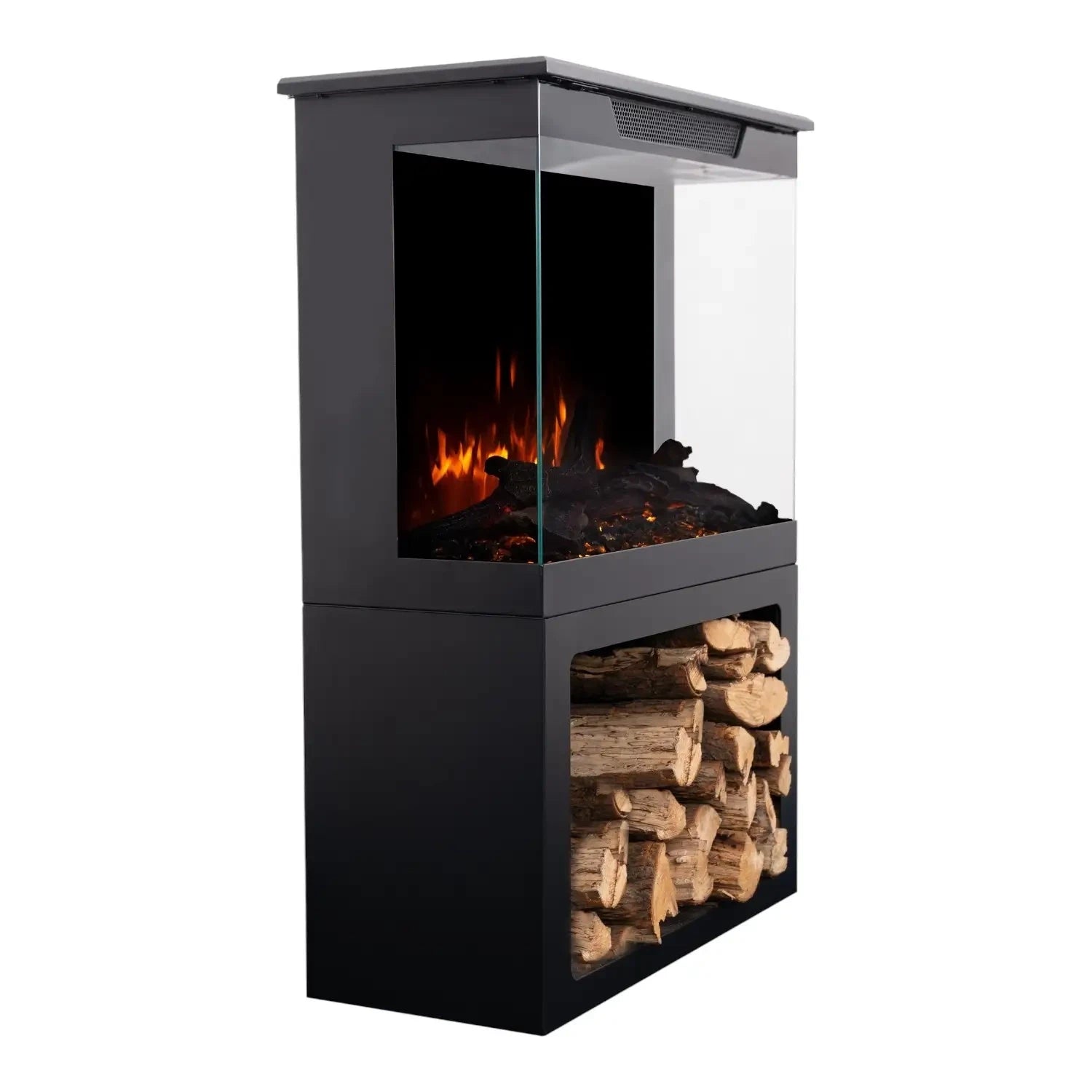 Tower 46 Electric Fireplace with Log Storage