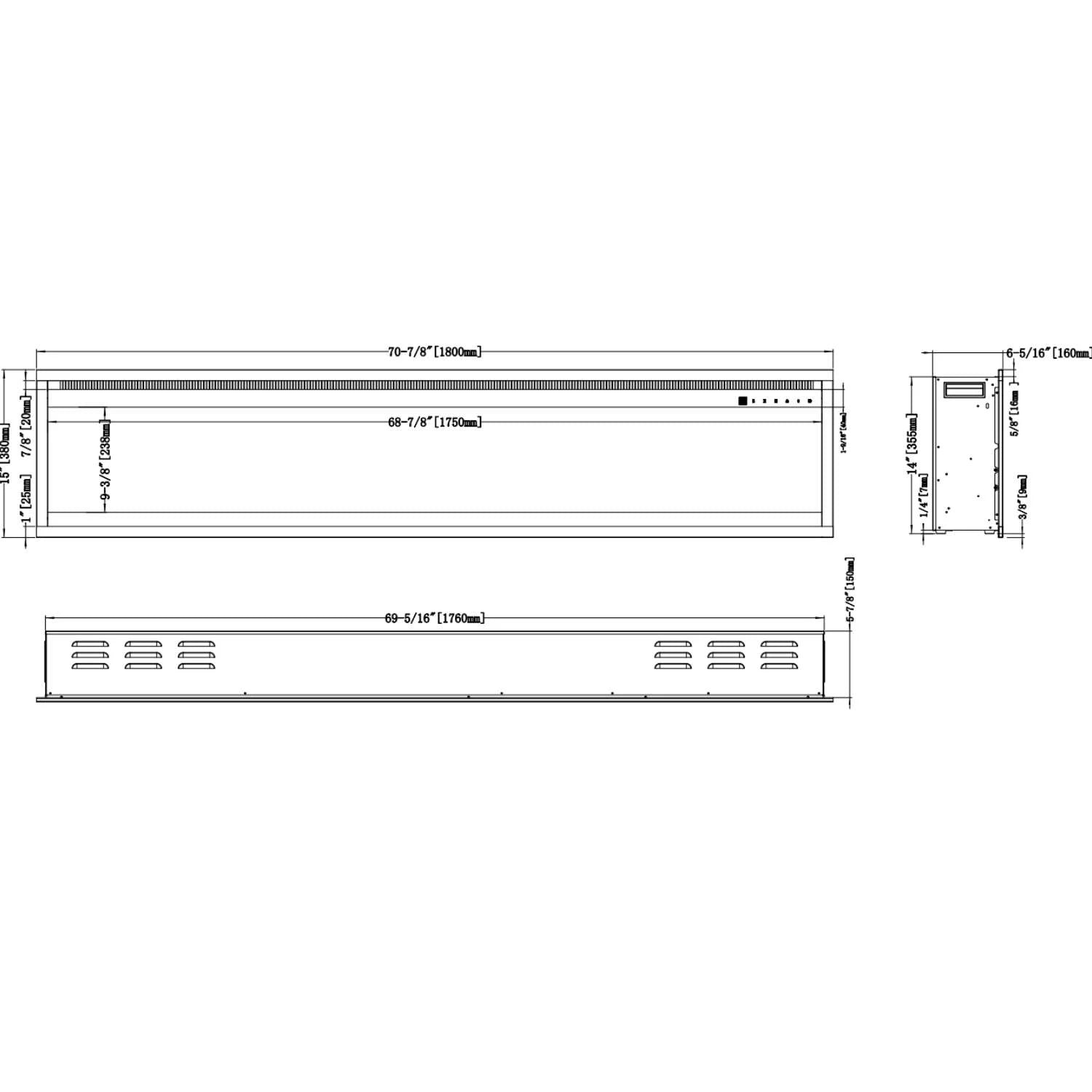 Royal Pro Lareira Elétrica - 180 cm